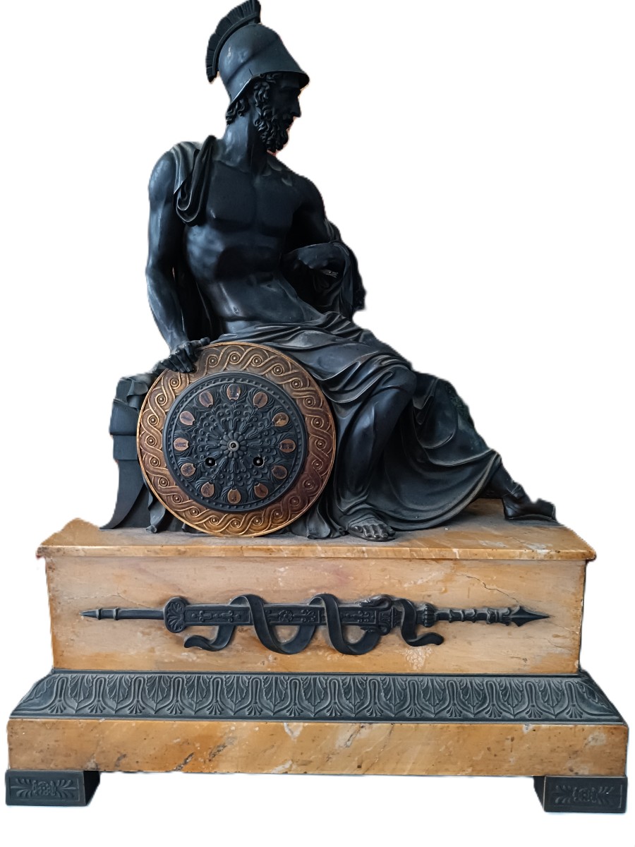 Important Patinated Bronze Clock 