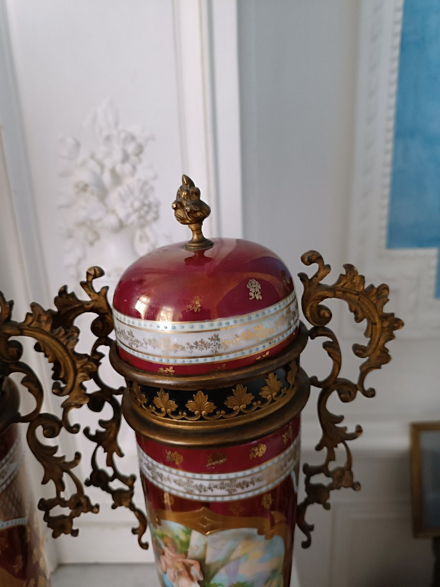 Paire de vases porcelaine montés bronze-photo-4