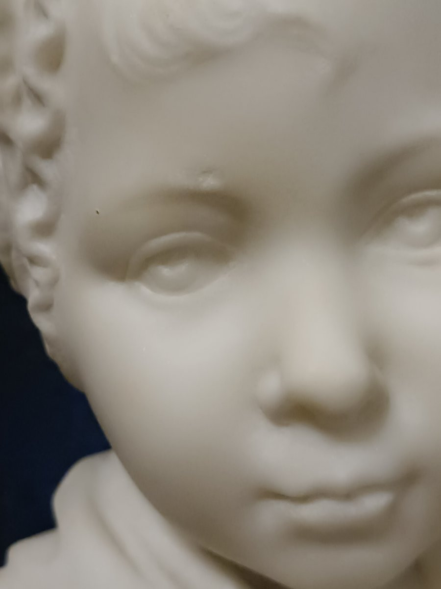Buste d 'enfant en marbre blanc d 'après HOUDON-photo-1