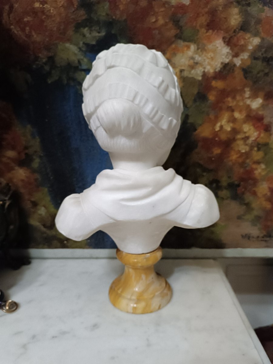 Buste d 'enfant en marbre blanc d 'après HOUDON-photo-3
