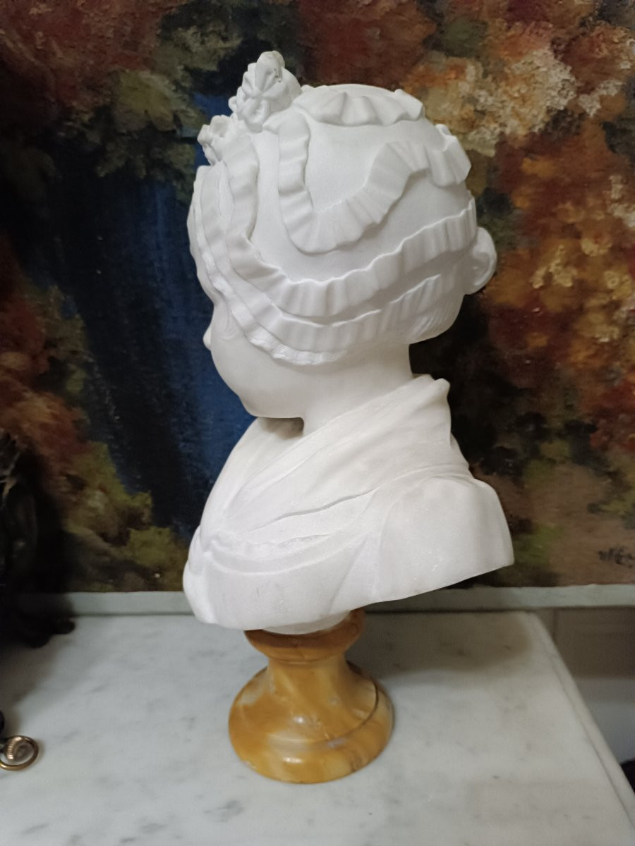 Buste d 'enfant en marbre blanc d 'après HOUDON-photo-4