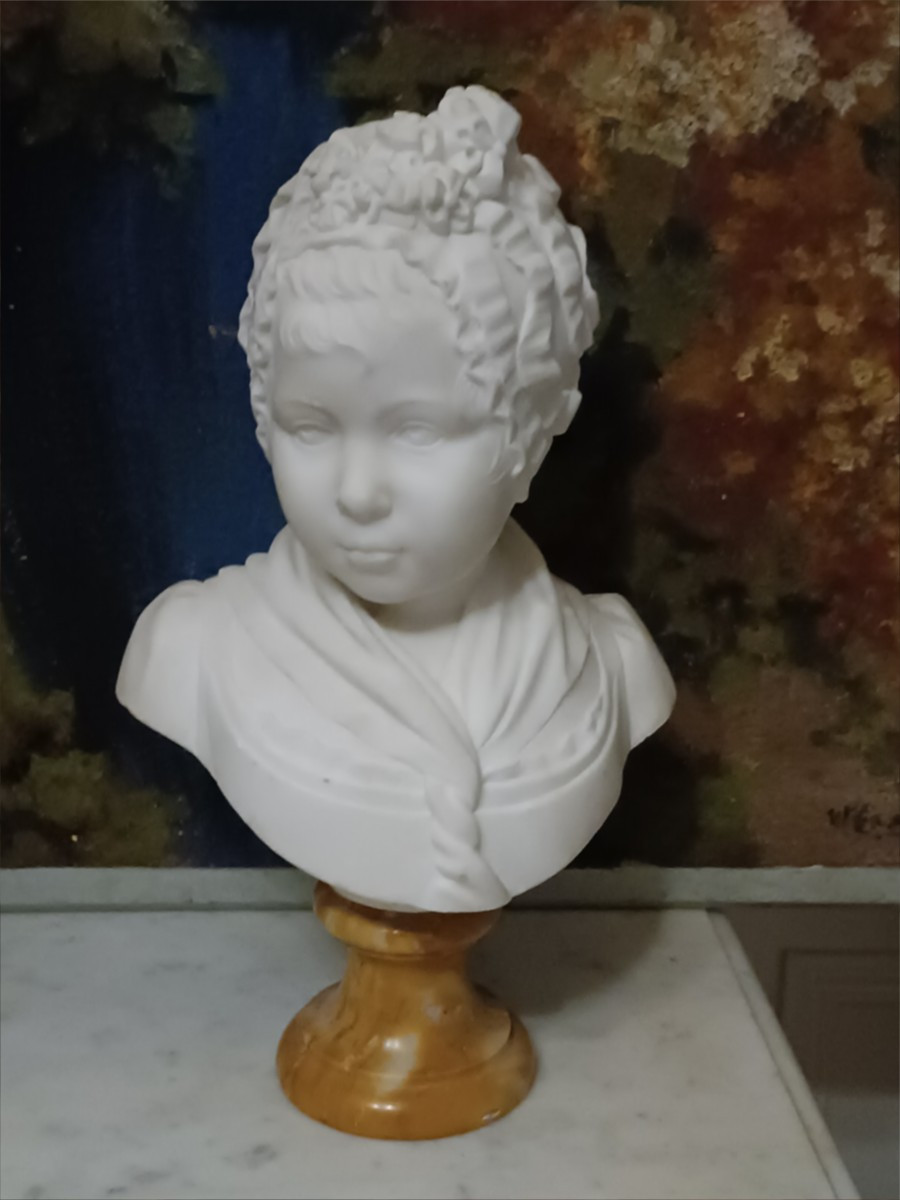 Buste d 'enfant en marbre blanc d 'après HOUDON