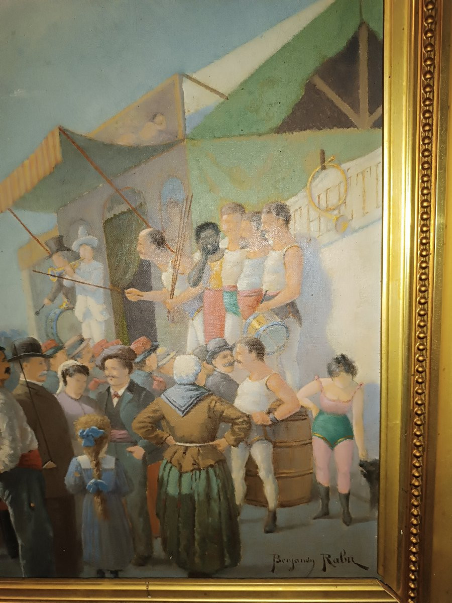 Painting Of A Fairground, Early 20th Century -photo-3