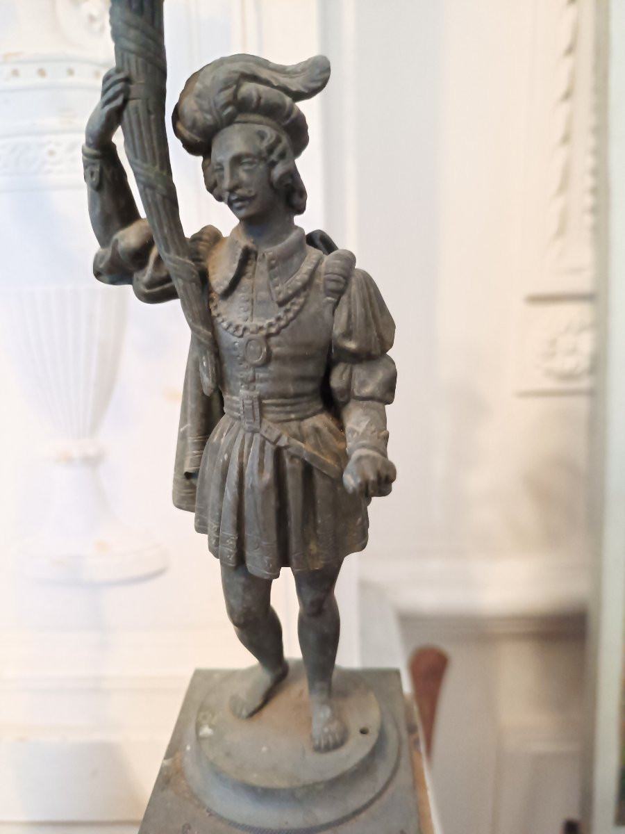 Pair Of Bronze And Marble Candelabra -photo-3