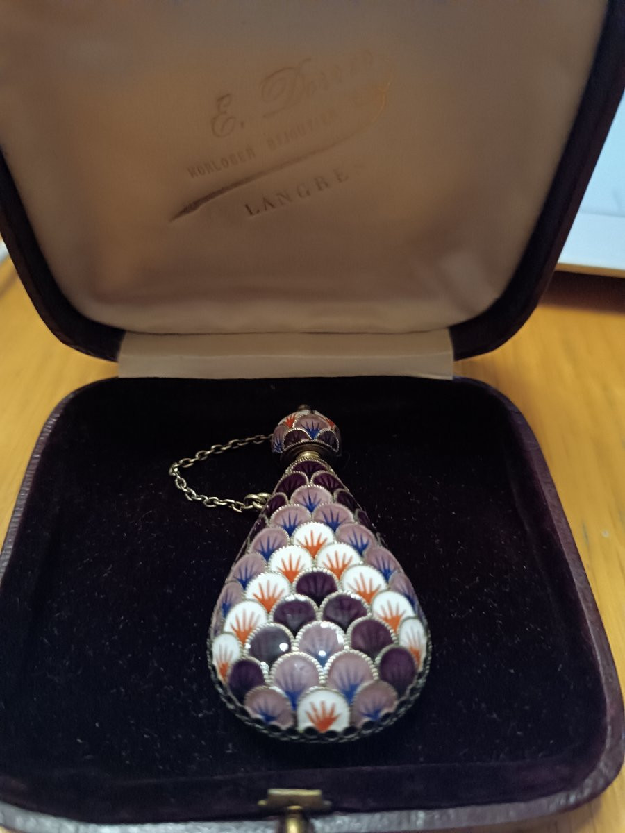 Flacon à parfum en argent émaillé-photo-1