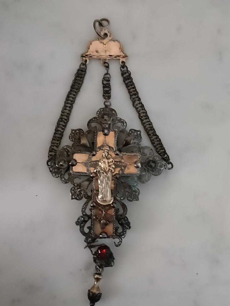 Grande croix pectorale en argent filigrané -photo-2