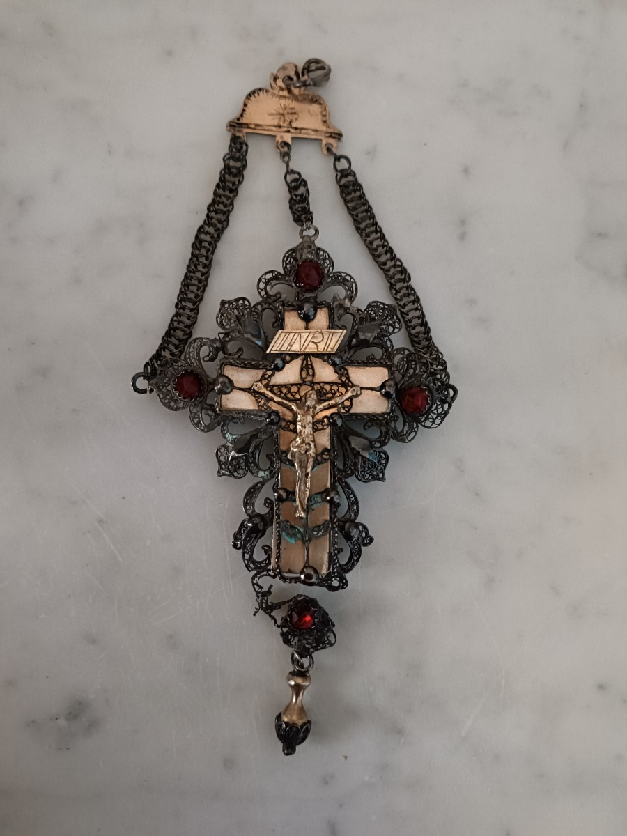 Grande croix pectorale en argent filigrané -photo-3