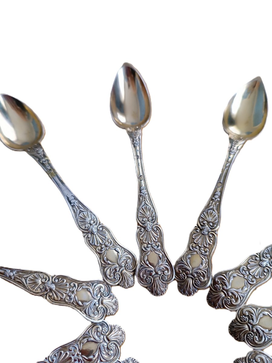 12 cuillères à confiture en vermeil 1 ère moitié 19 éme-photo-3