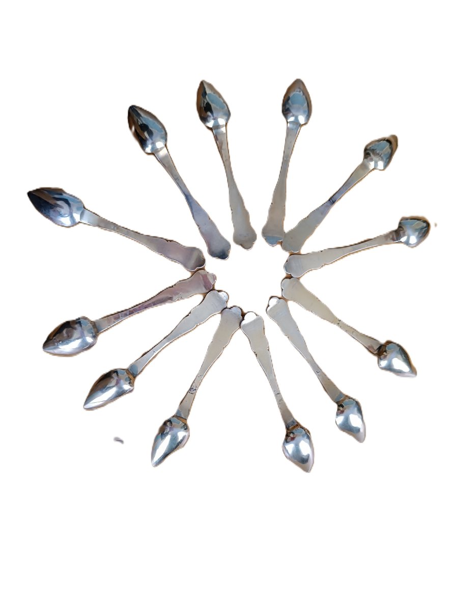 12 cuillères à confiture en vermeil 1 ère moitié 19 éme-photo-4