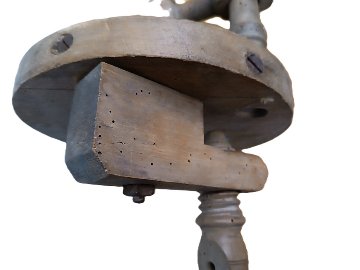 Râpe à choux fin 19 ème en bois tourné -photo-3