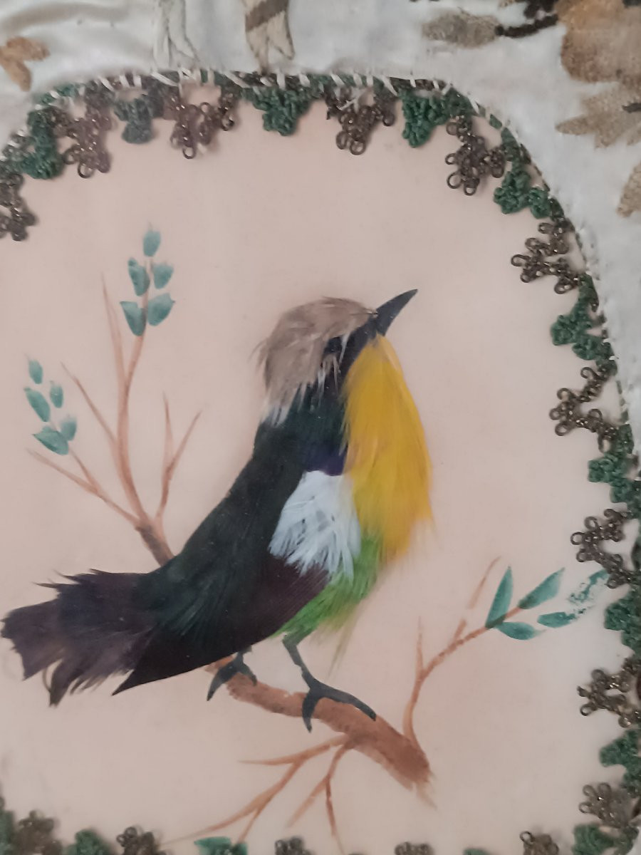 Broderie encadrée fin18 ème début 19 ème . -photo-3