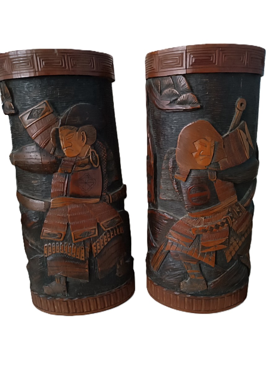 Paire de pots à pinceaux Japon fin 19 ème 