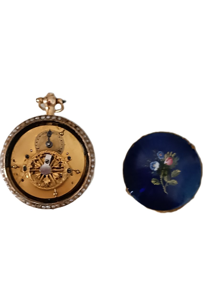 Montre de col début 19 ème en or et émail -photo-2