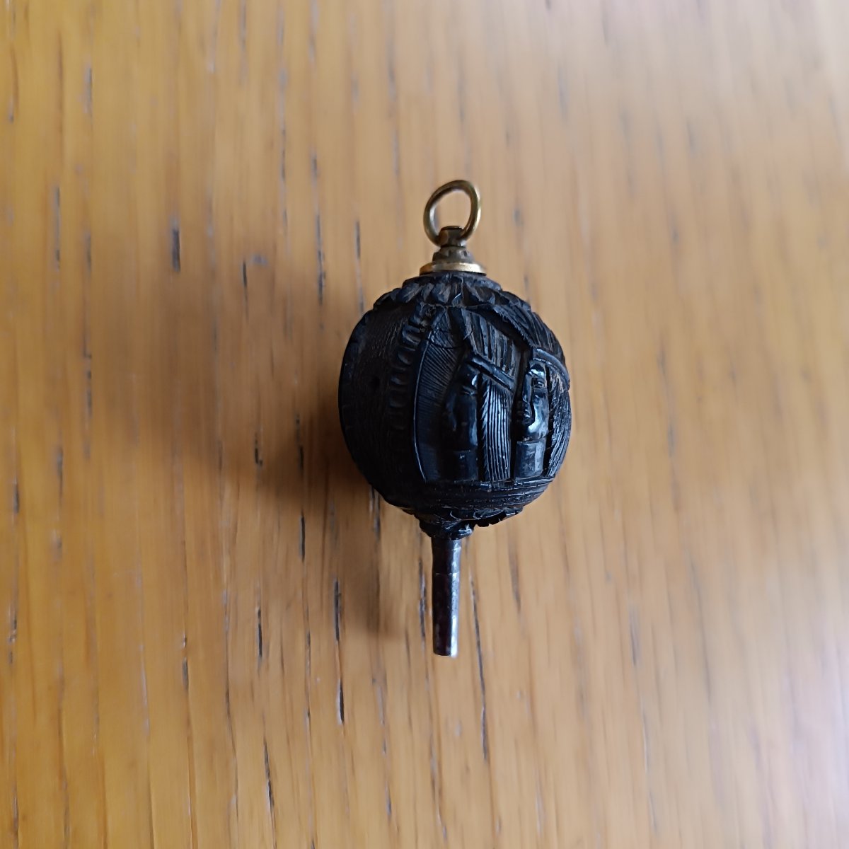 Antique Key Made Of Carved Corozo Wood -photo-1