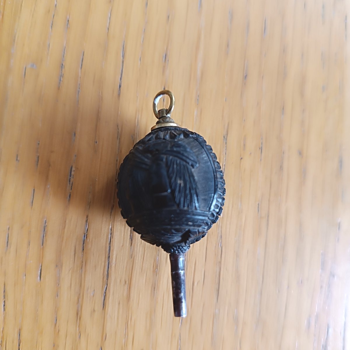 Antique Key Made Of Carved Corozo Wood -photo-2