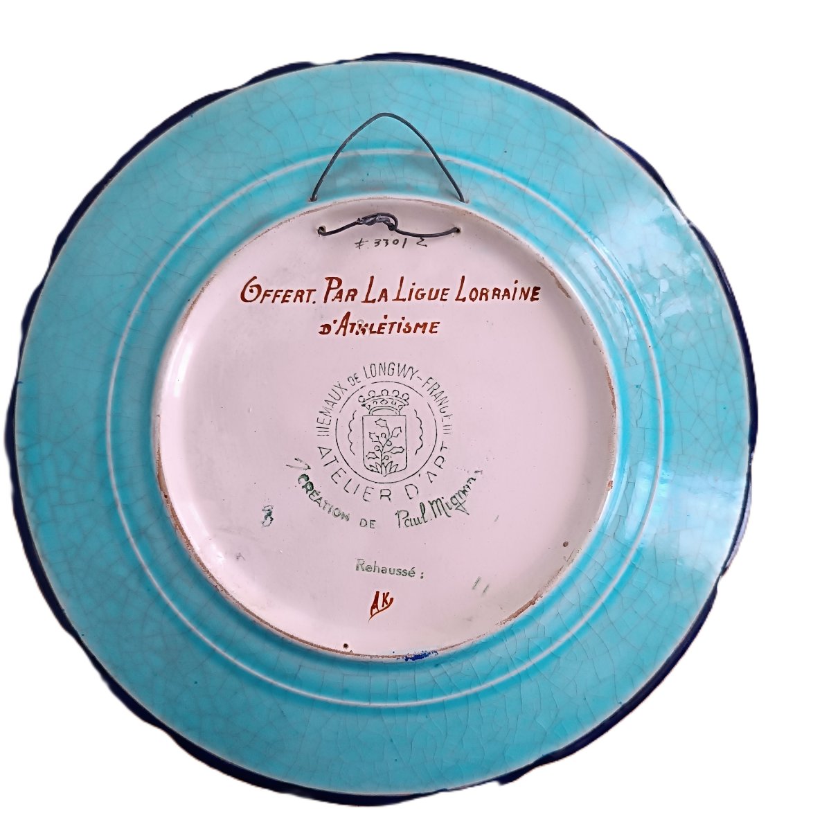 Longwy Ceramic Plate Decorated With A Runner -photo-2