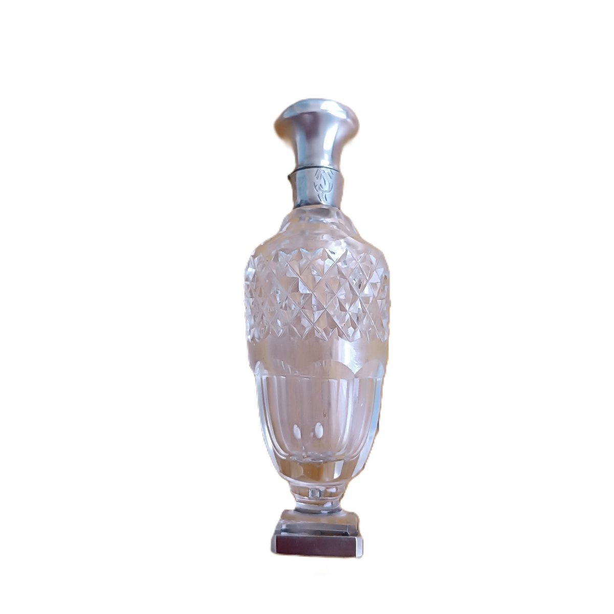 2 Salt Shakers, Crystal Vinaigrette Bottles With Silver Fittings -photo-2