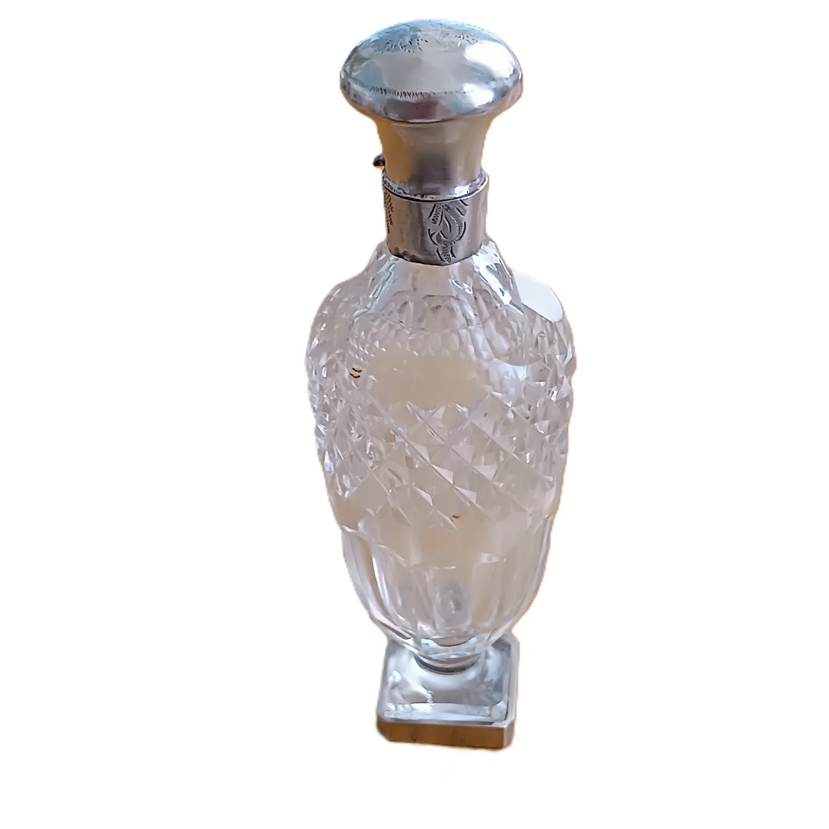 2 Salt Shakers, Crystal Vinaigrette Bottles With Silver Fittings 