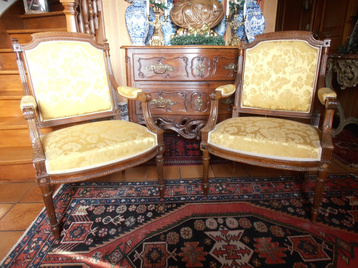 Beautiful Pair Of Louis 16 Style Armchairs