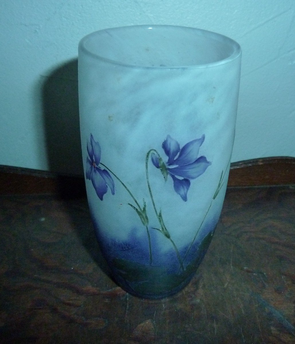 Daum Nancy- Vase Violettes-art Nouveau-photo-3
