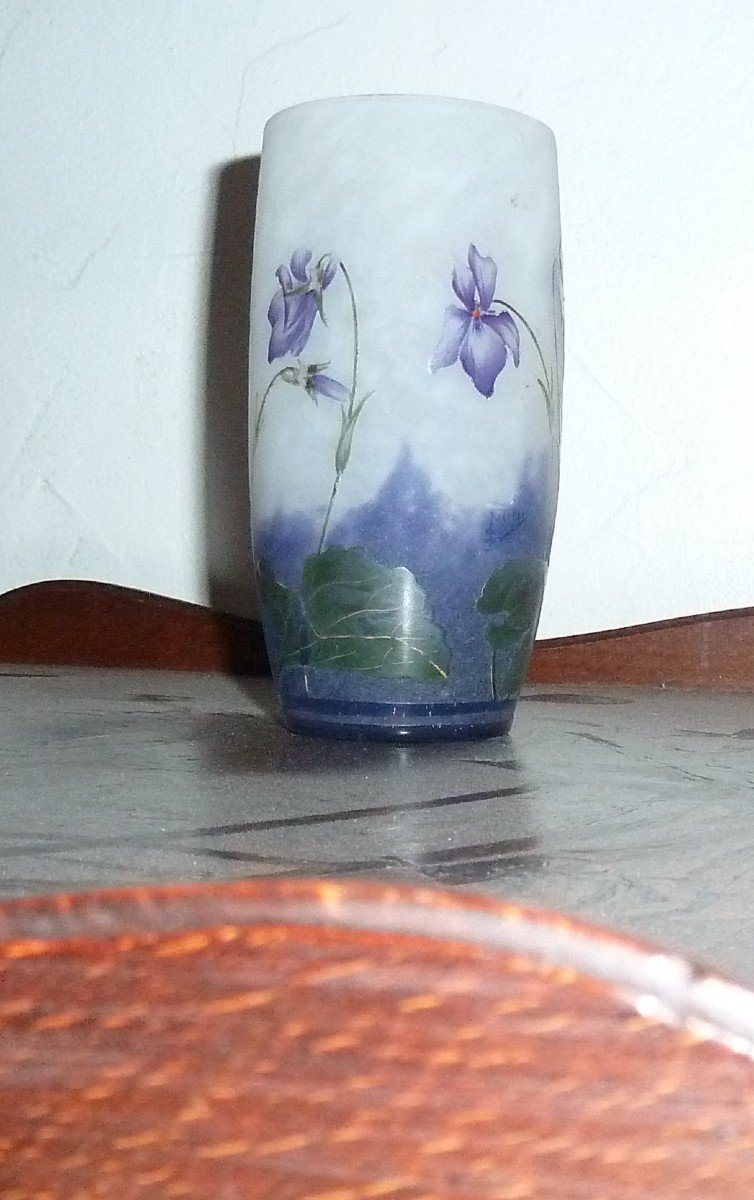 Daum Nancy- Vase Violettes-art Nouveau-photo-3