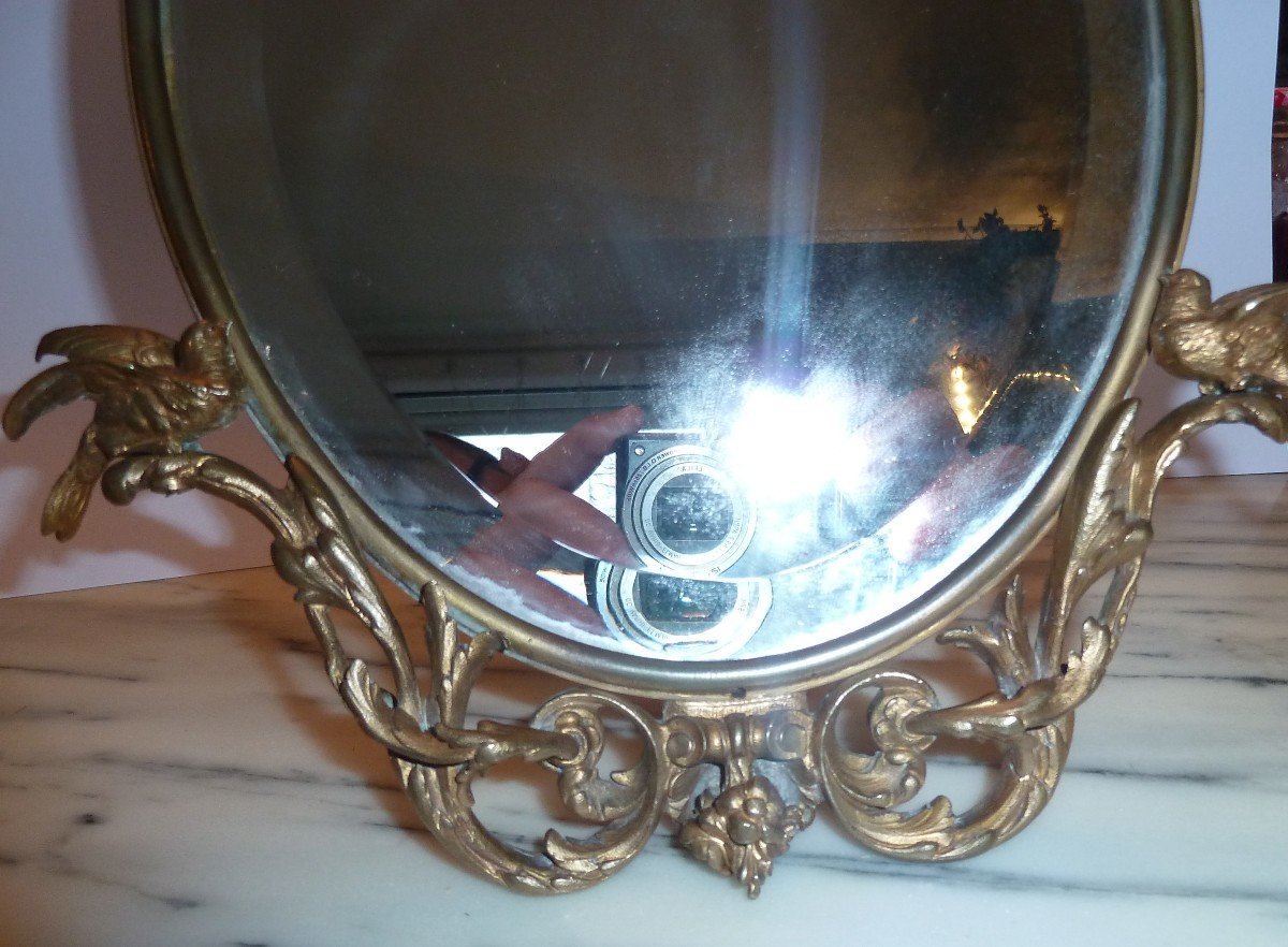 Miroir Signé Tahan- Bronze Doré-photo-2
