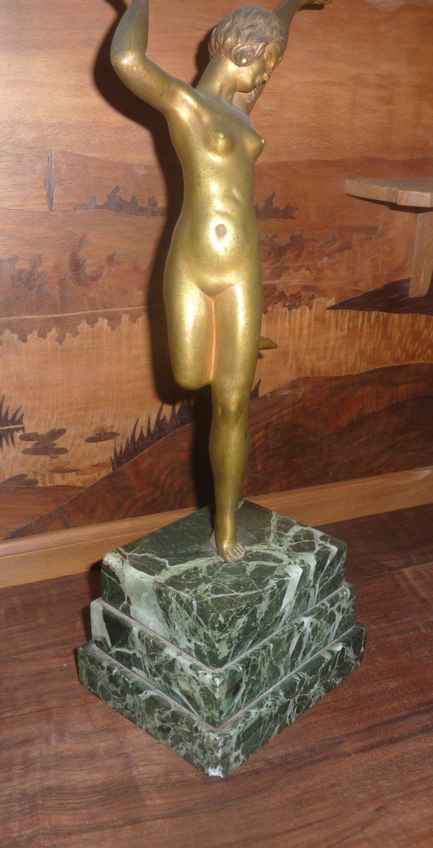 Art Deco Statue - Woman In Bronze-photo-2