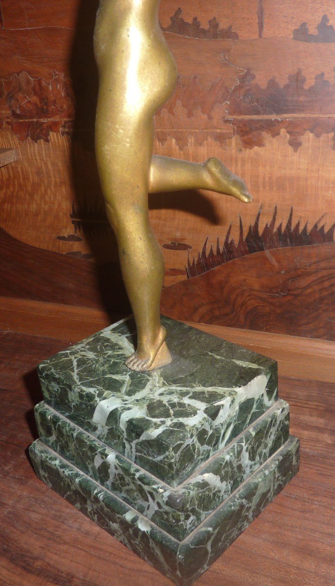 Art Deco Statue - Woman In Bronze-photo-3