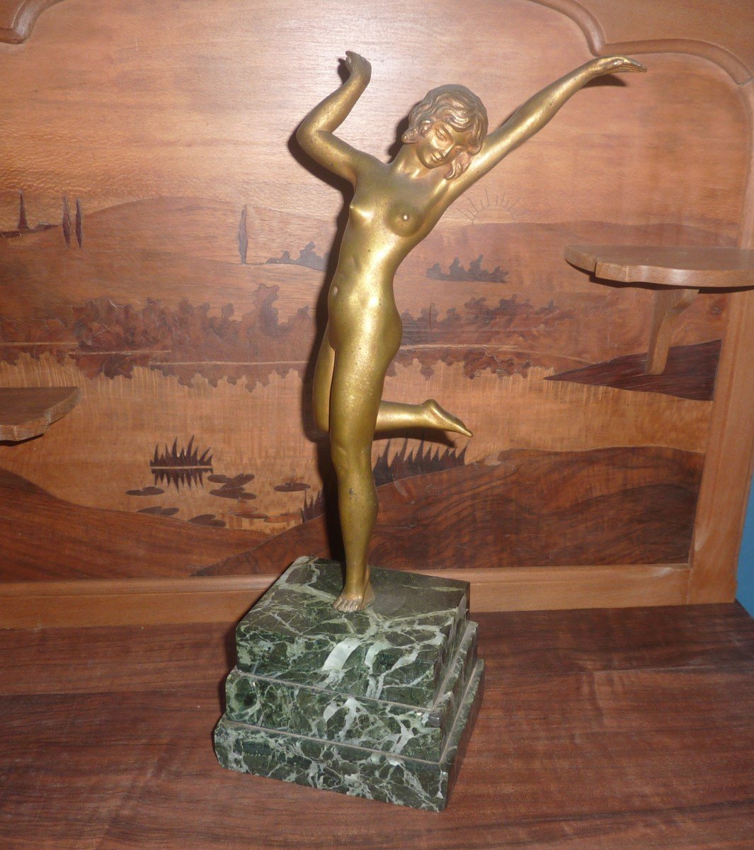 Art Deco Statue - Woman In Bronze-photo-1