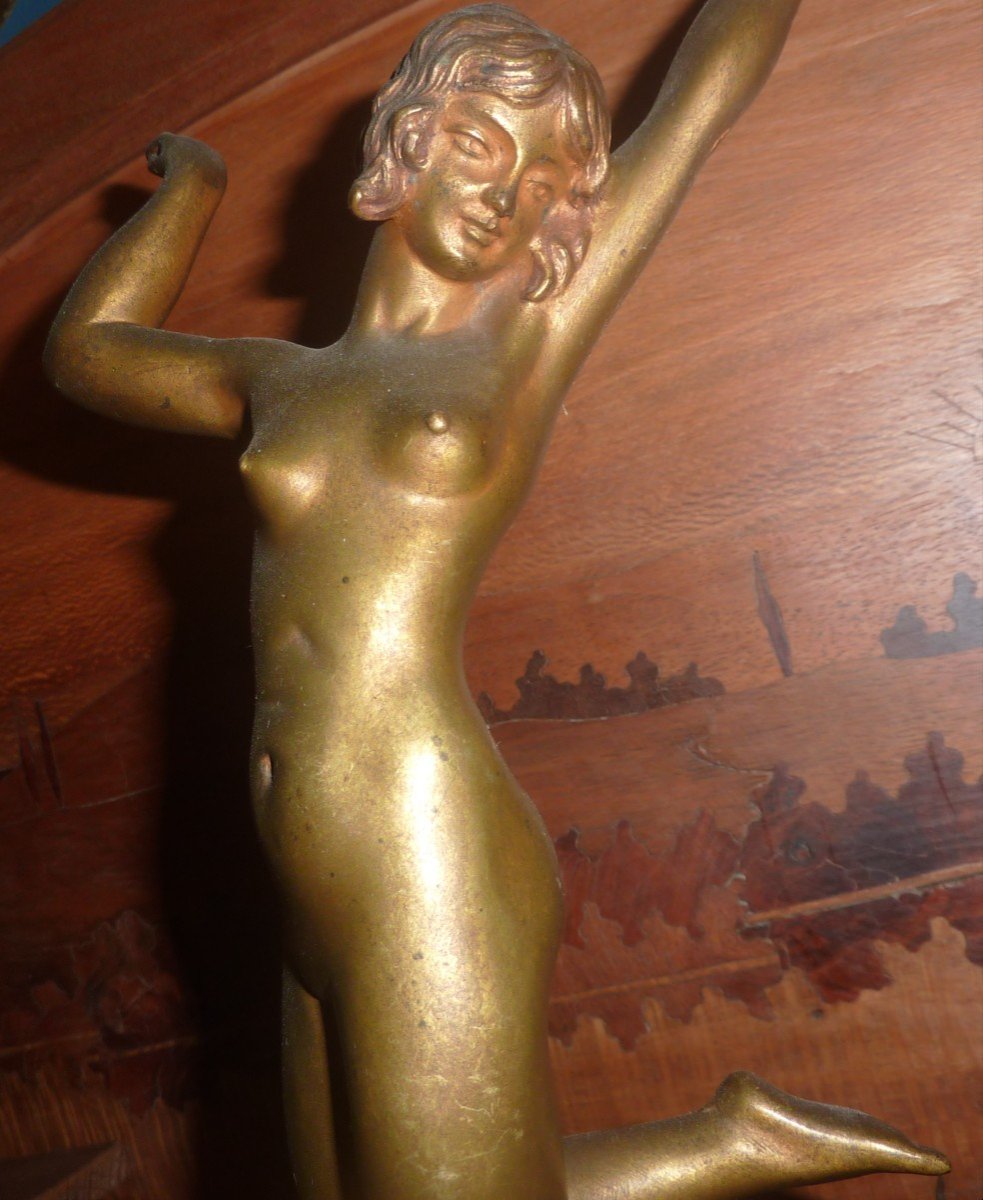 Art Deco Statue - Woman In Bronze-photo-2