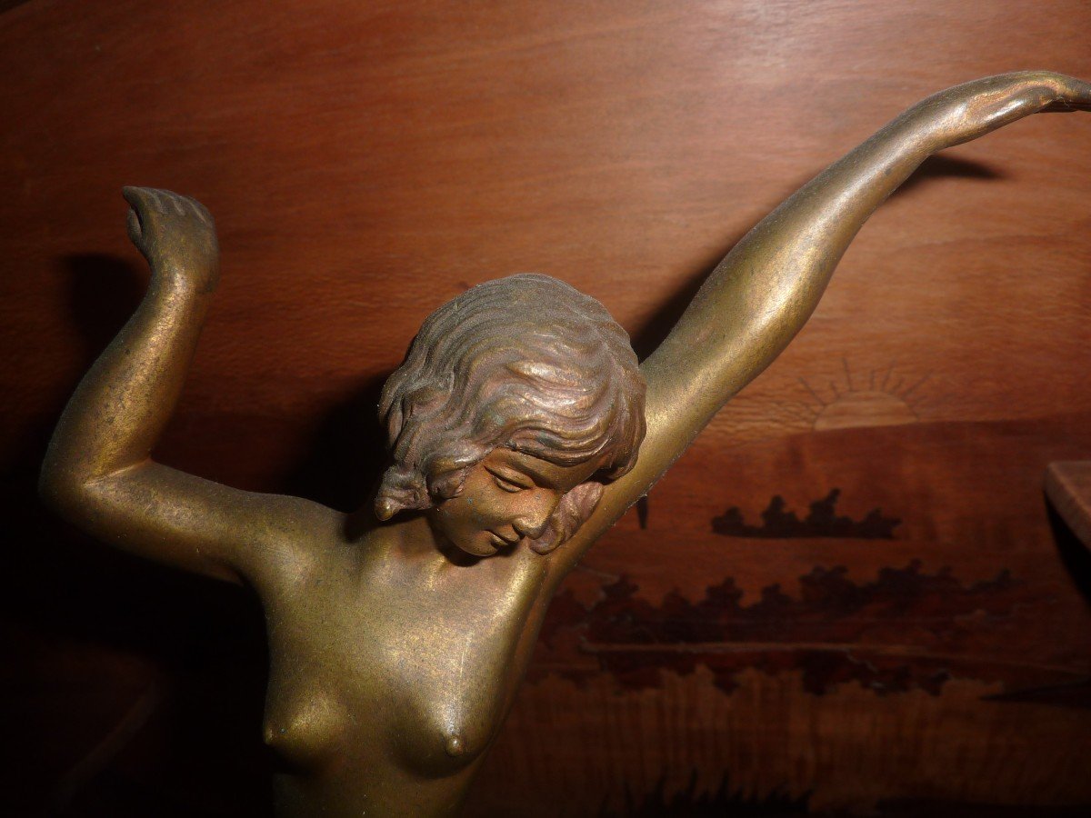 Art Deco Statue - Woman In Bronze-photo-3