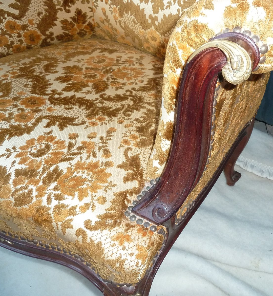 fauteuil acajou et bronze-photo-2