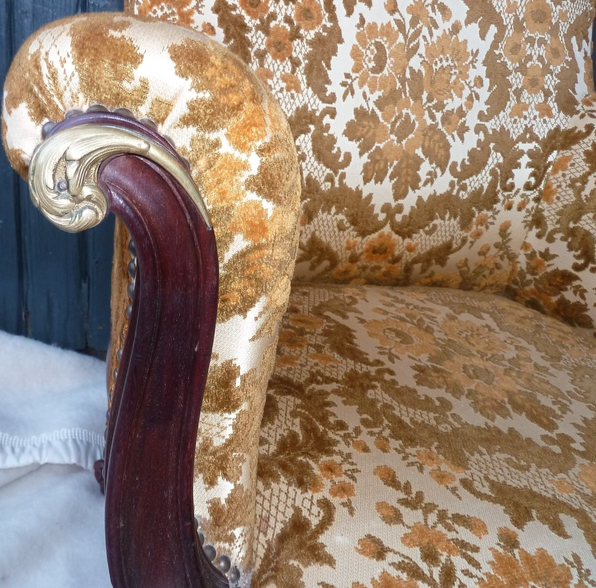 fauteuil acajou et bronze-photo-3