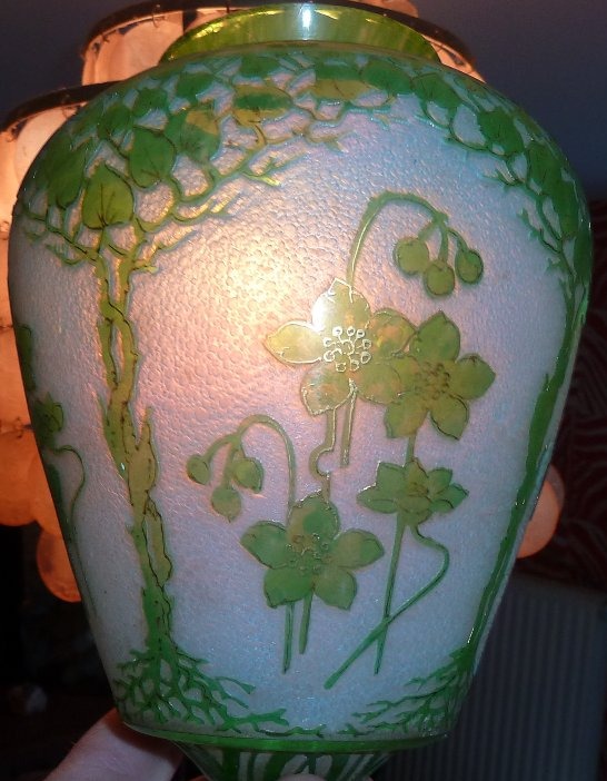 Art Nouveau Engraved Glass Globe-photo-2