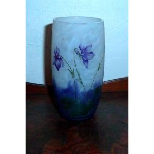 Daum Nancy-violets Vase-art Nouveau