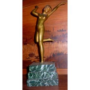 Statue Art Deco -femme En Bronze