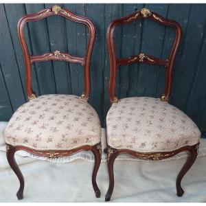 Louis XV Style Chairs, Bronze Decor