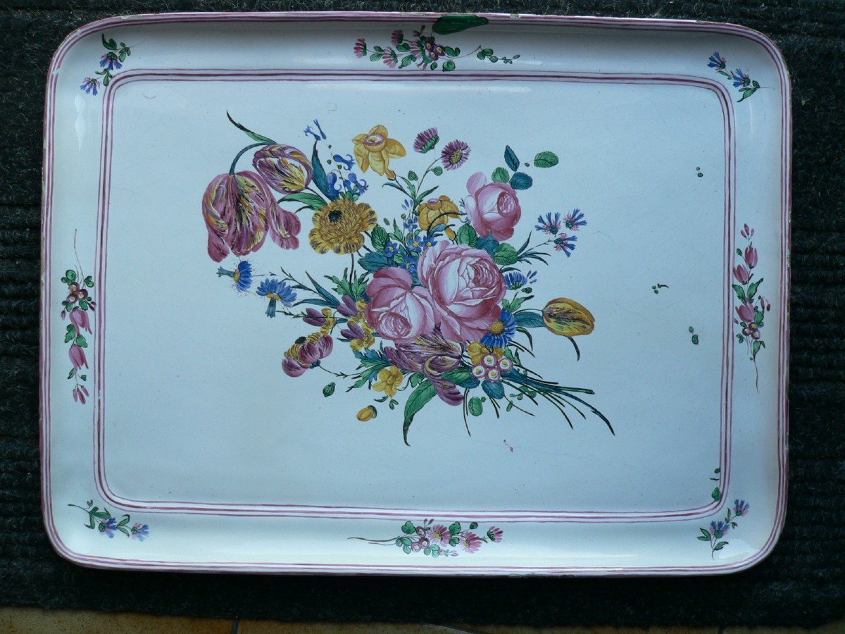 Les Islettes Earthenware XVIIIth Large Tray In Cabarets