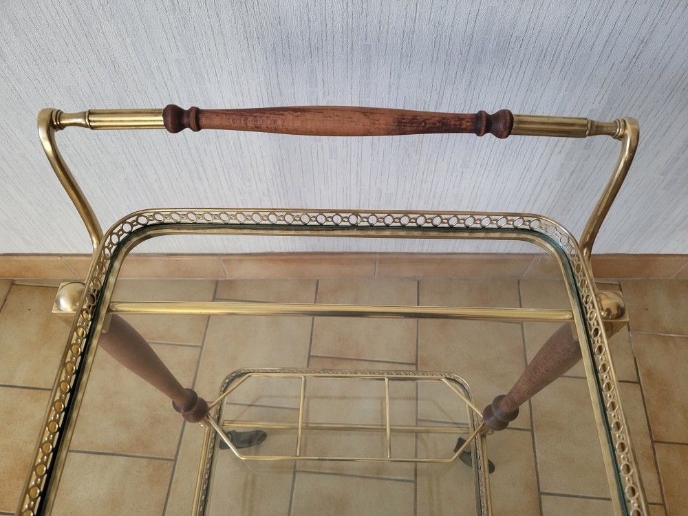 Bar Roulant En Bronze Et Verre  De La Maison Jansen Des Années 40 -photo-6