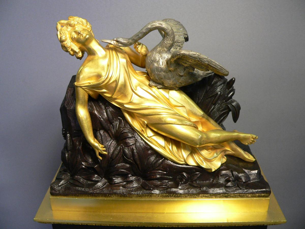 Pendulum Bronze Nineteenth Representative Leda And The Swan-photo-2