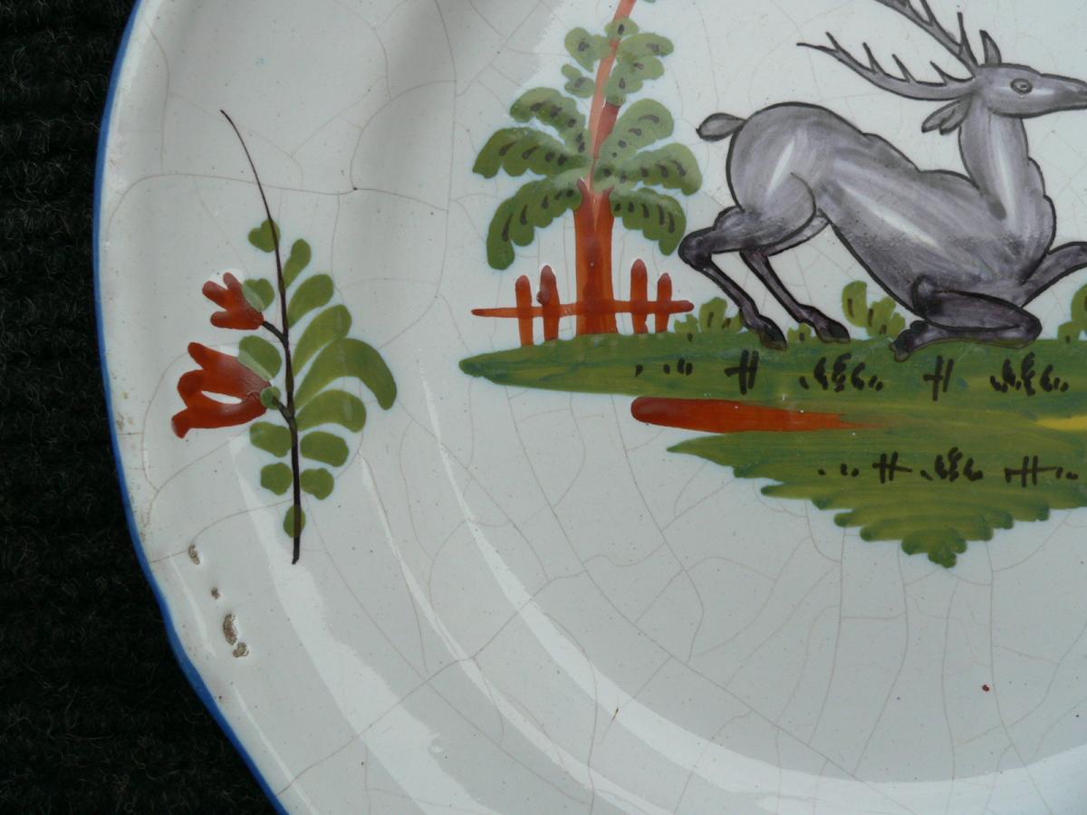 Flat Au Cerf Earthenware Nineteenth Waly.-photo-3