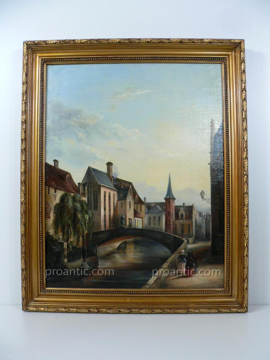 H.S.T. Représentant Une Vue Du Centre Ville De Bruges Aux XIXème