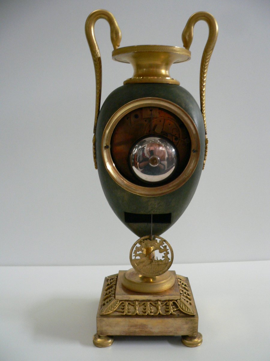 Pendule Bronze En Forme De Vase XIXème D'Epoque Empire-photo-5