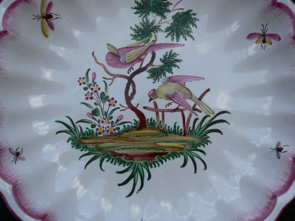 Eighteenth Lunéville Earthenware Bowl Decor With Birds-photo-2