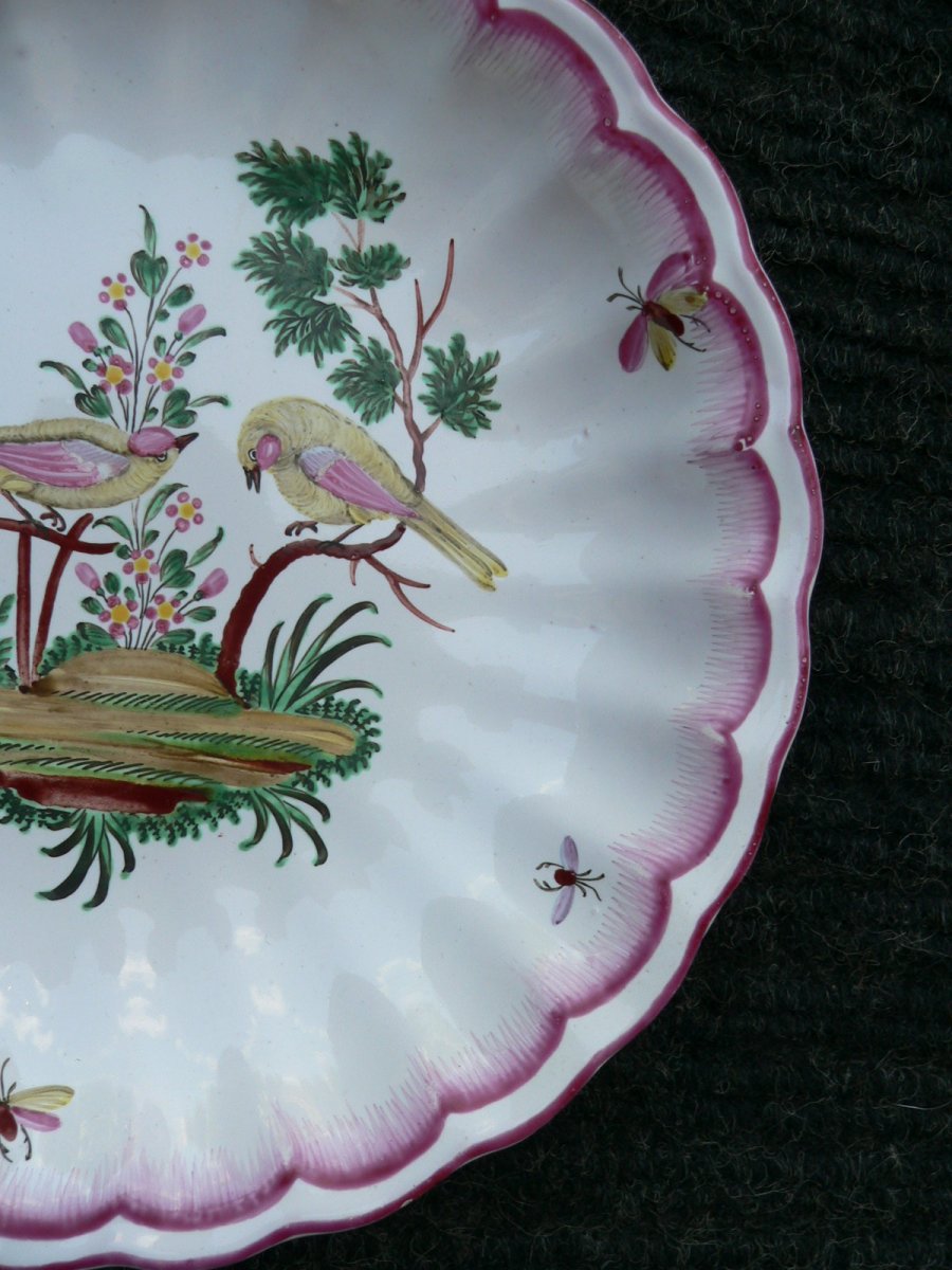 Eighteenth Lunéville Earthenware Bowl Decor With Birds-photo-1