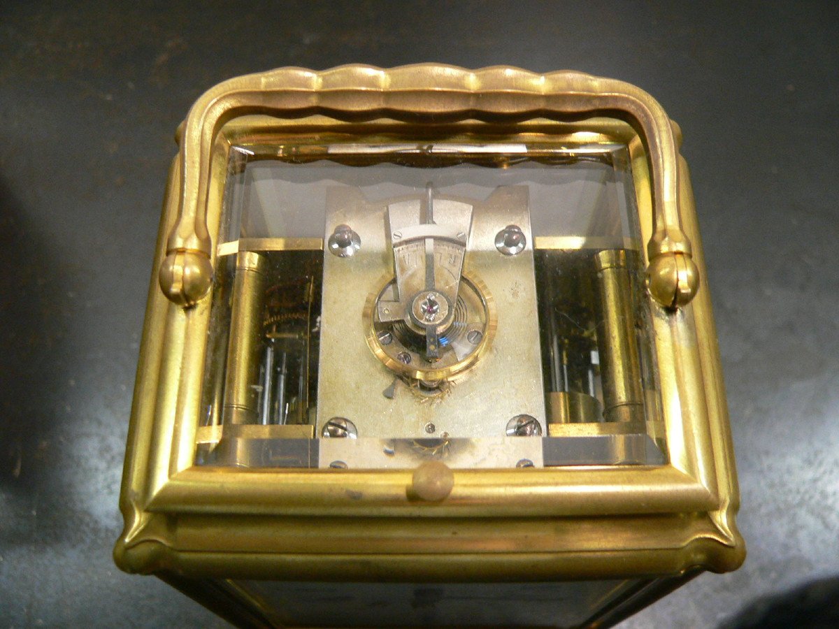 Large Ringing Officer Travel Clock Signed Le Roy Et Fils-photo-4