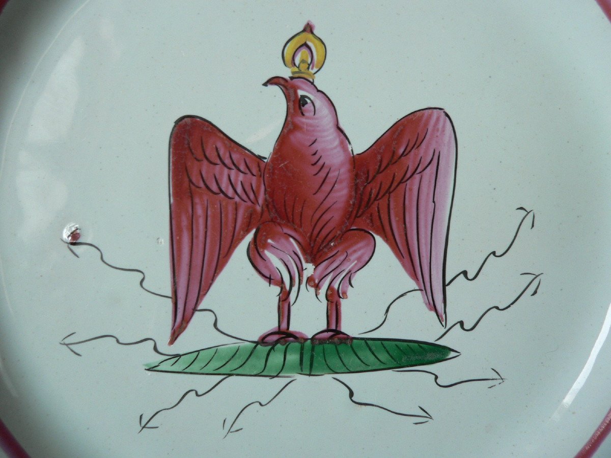 Plate In Earthenware Of Islettes XIXth Decor With Eagle-photo-2