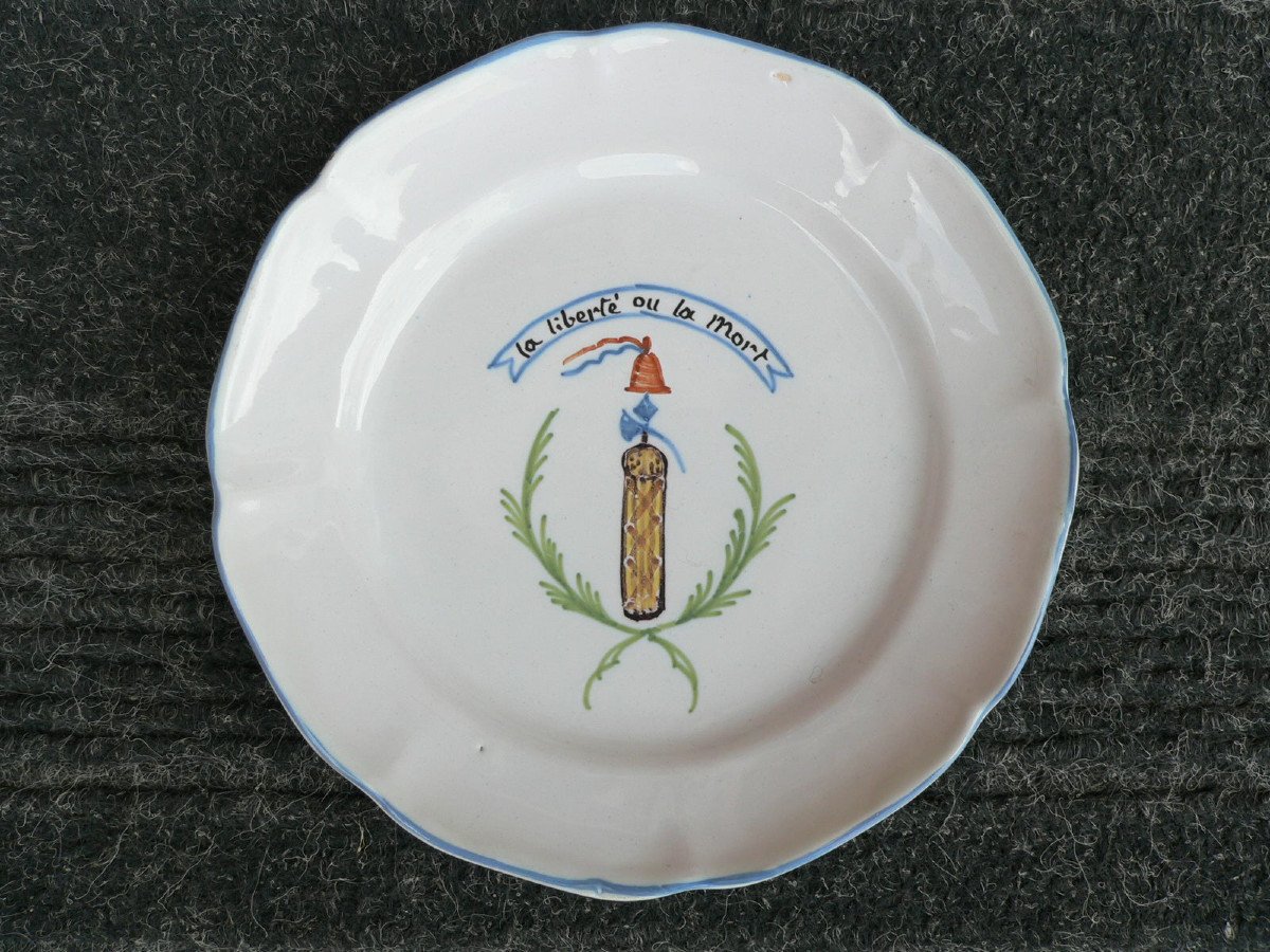 Revolutionary Plate In Earthenware By Waly Eighteenth Beam Of Lictor