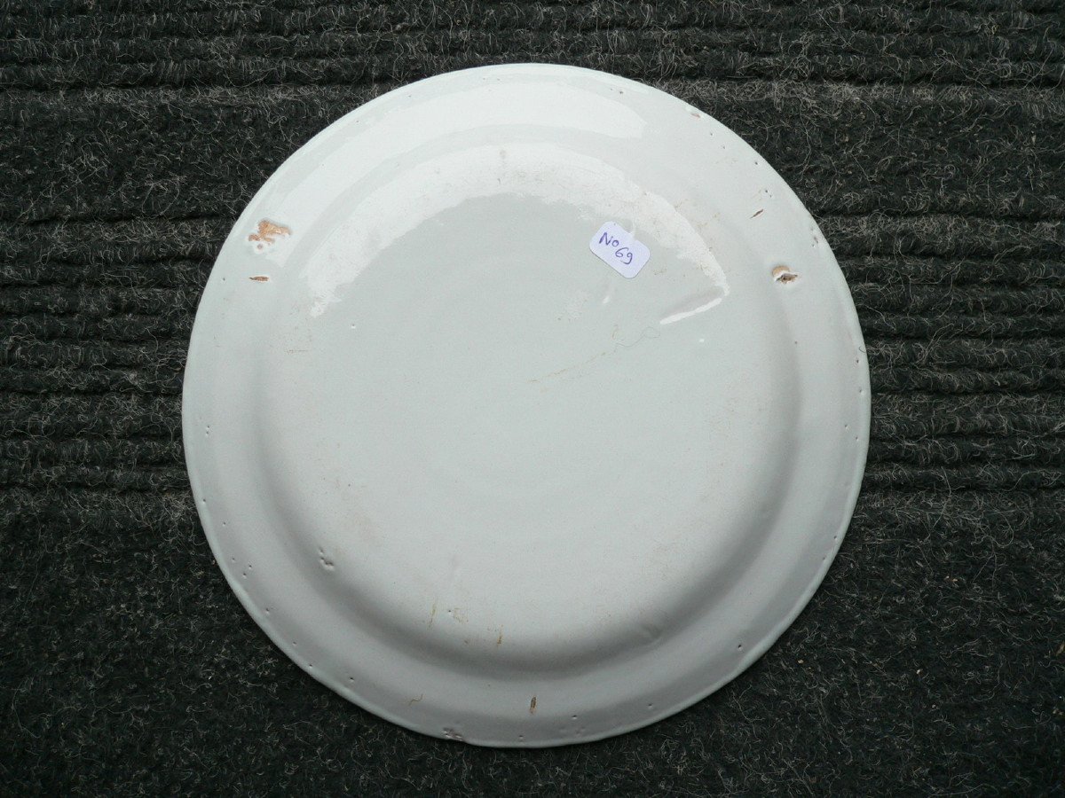 Assiette En Faïence Des Islettes XIXème à Décor Au Coq Sur Barrière-photo-3