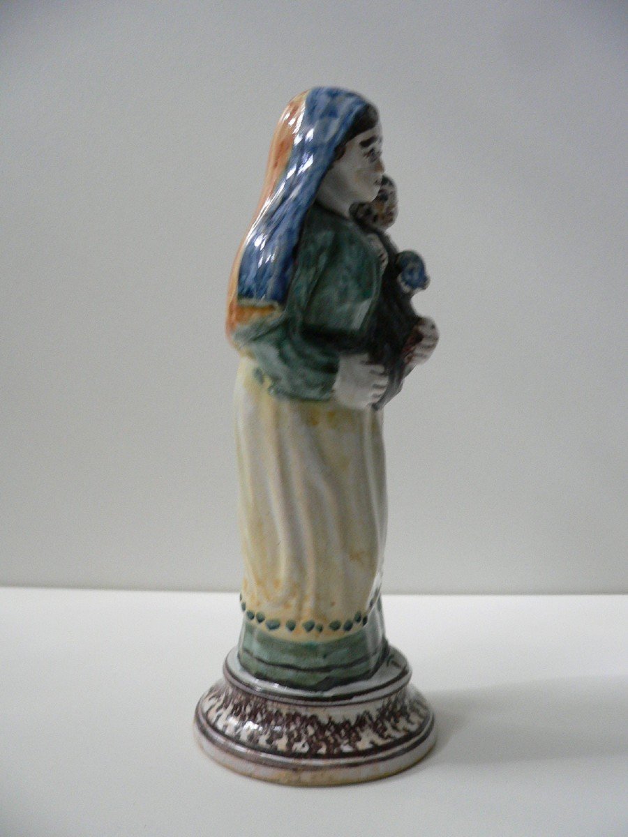 Virgin And Child In Nevers Earthenware Early 19th Century-photo-2